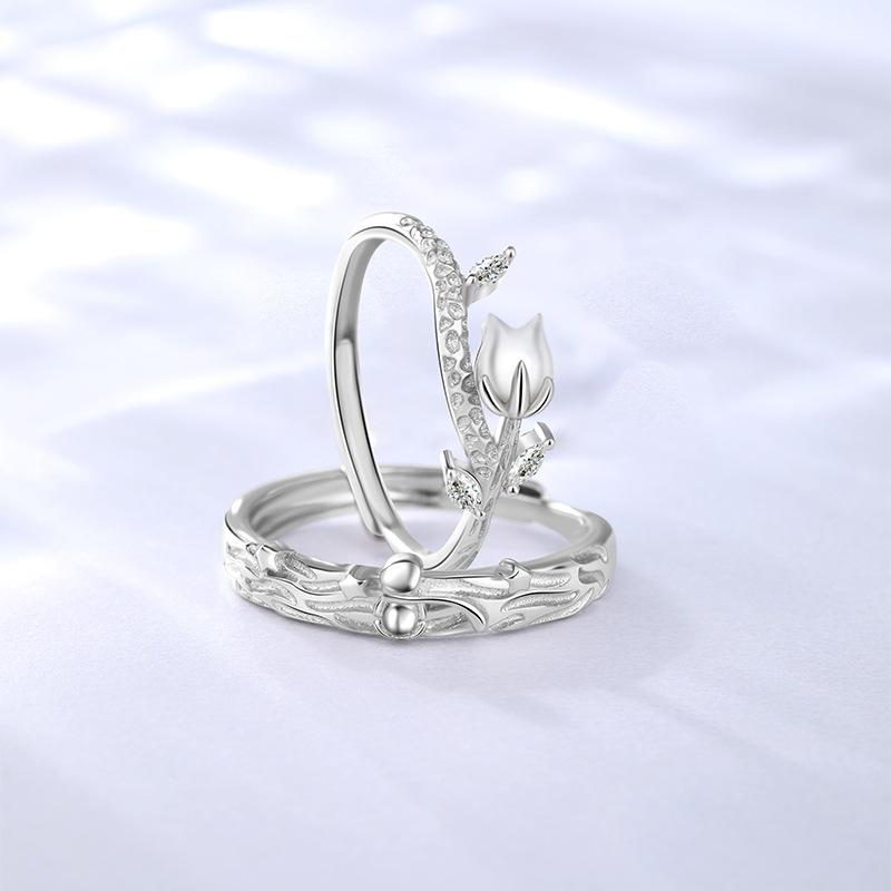 指輪 ペアリング シルバー925 小王子 ローズ 薔薇 花柄 カップル お揃い エレガント ファッション リン..