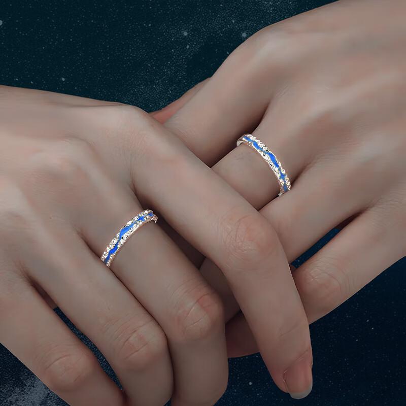 指輪 ペアリング S925 シルバー 夜光 蛍光 エナメル カップル リング ファッション ラッキーアイテム