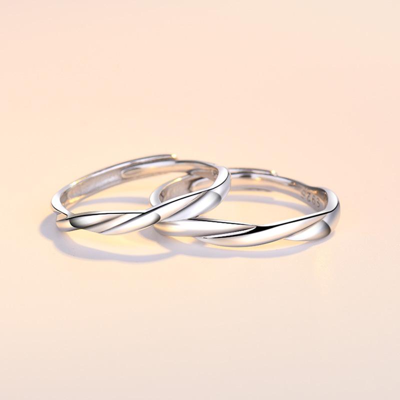指輪 ペアリング シルバー925 モビウスリング カップル シンプル アレルギー対応 フリーサイズ シルバ..