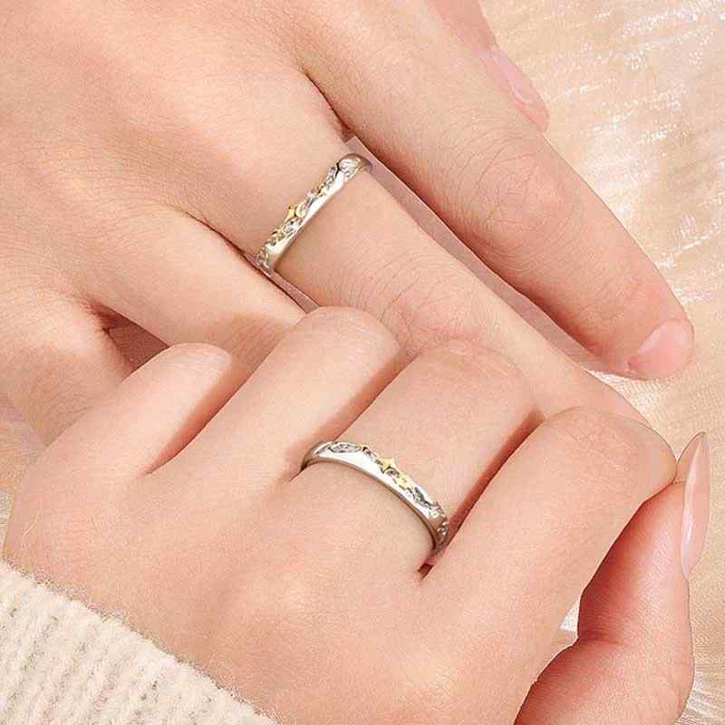 指輪 ペアリング レディース メンズ S925 シルバー スター モチーフ 婚約 指輪 ファッション アクセサリー ジュエリー 銀色