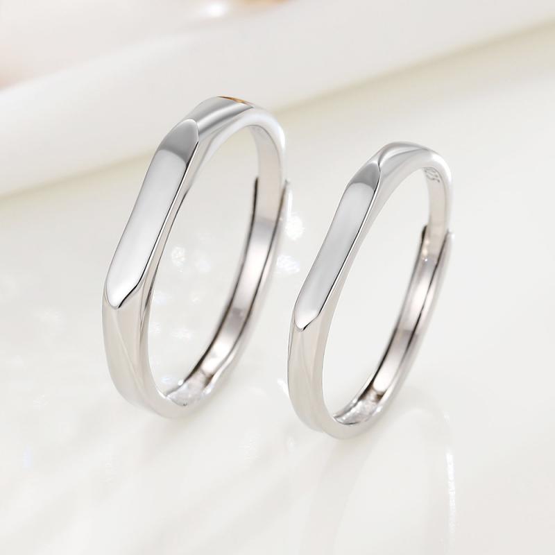 指輪 ペアリング S925 シルバー 菱形カットリング フリーサイズ 大小 ファッション おしゃれ ジュエリ..