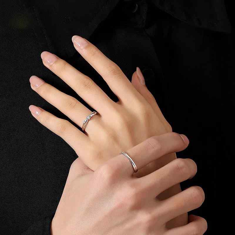 指輪 ペアリング シルバー925 モビウスリング 高級感 デザイン 調整可能 ジルコニア 個性的 トレンド アクセサリー