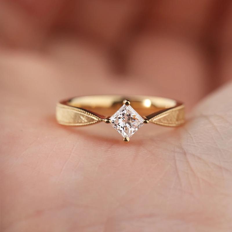 指輪 レディース S925 シルバー ミニ ジルコニア プリンセス ジュエリー 結婚式 ペアリング 日常使い ..