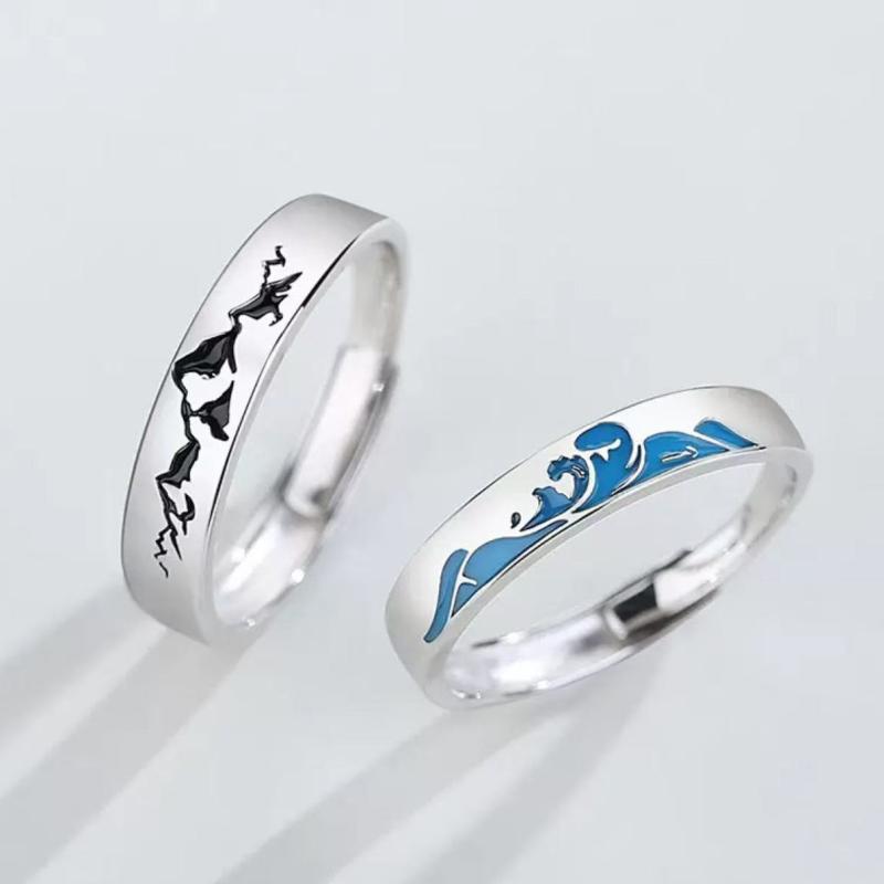 指輪 ペアリング シルバー925 幾何学模様 カップル 恋人 かわいい 電気メッキ加工 アクセサリー プレゼ..