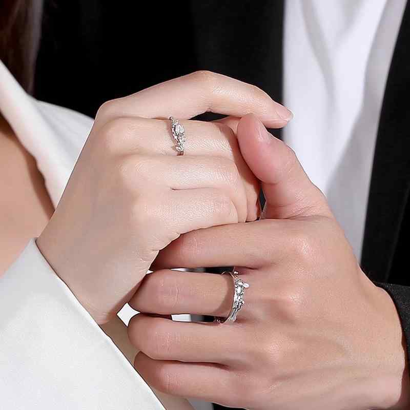 指輪 ペアリング S925 シルバー 男性用 女性用 小さめ クラウン 幾何学 ジルコニア 調整可能 カップル 記念日 誕生日 贈り物 ギフト 925銀