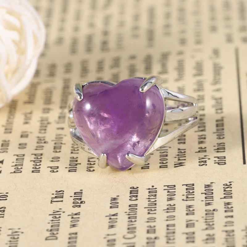 指輪 男女兼用 天然紫水晶 ハート型 ファッション 愛の宝石