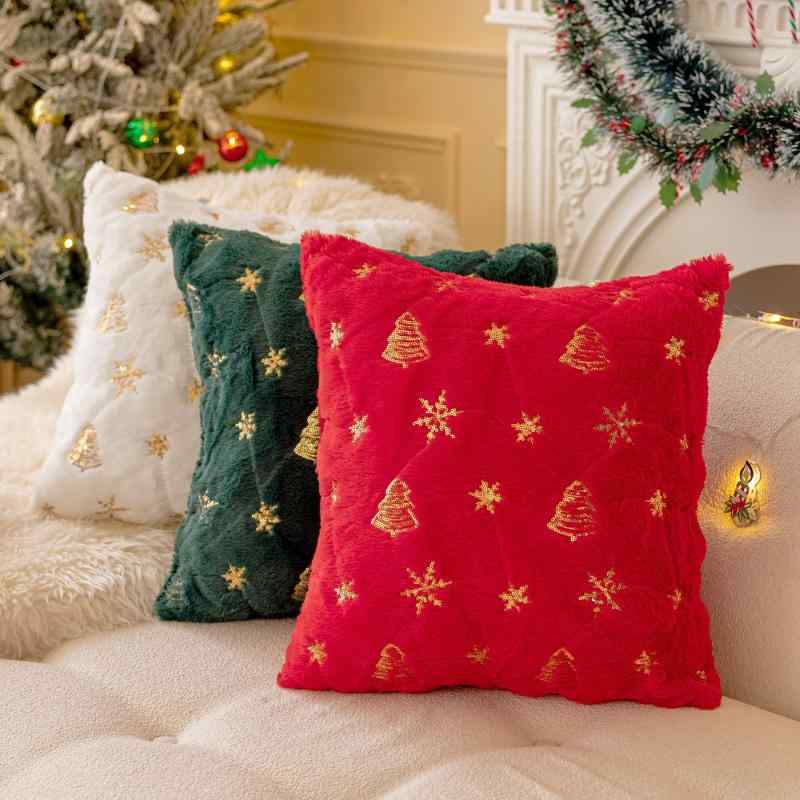 クッションカバー クリスマス レディース メンズ 45×45cm ベルベット 刺繍 北欧風 レッド ホワイト グ..