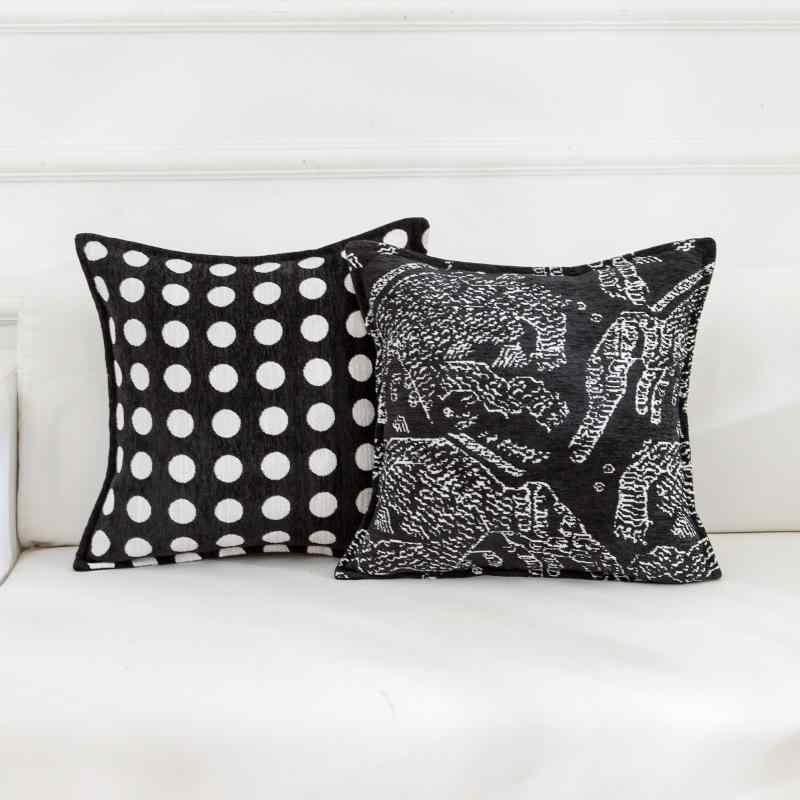クッションカバー 北欧 リビング ソファ シェニール ぬいぐるみ 背もたれ 枕 ブラック 黒 虎柄