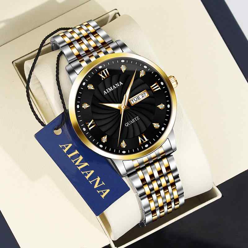 SWATCH - 腕時計 メンズ 男性用 防水 夜光 日付 カレンダー クォーツ アナログ ステンレス ビジネス フォーマル シルバー ブラック
