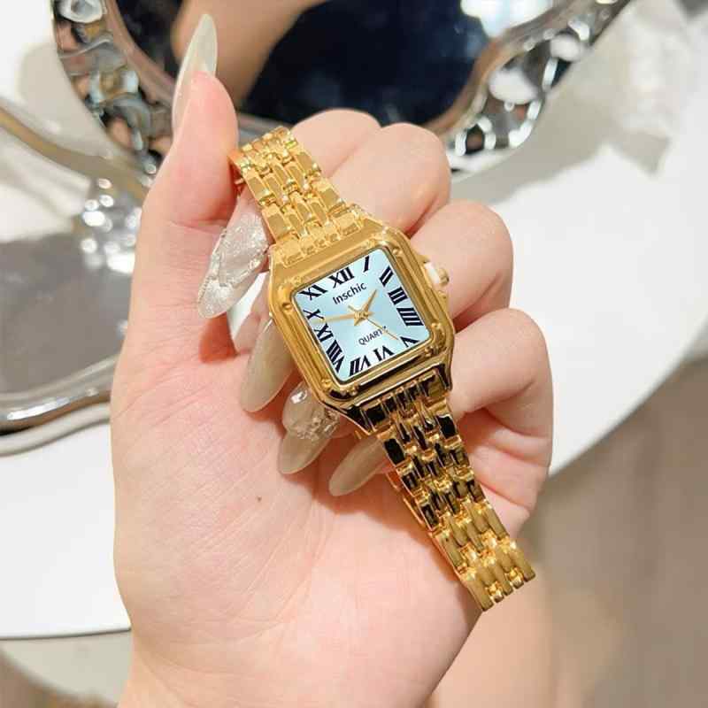 CARTIER - 腕時計 レディース スクエア クォーツ アナログ 生活防水 合金 ゴールド ブルー ブラック ピンク ホワイト カジュアル 女性用