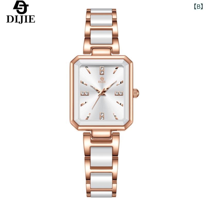 腕時計 レディース 小さめ ブレスレット ウォッチ ジュエリー クォーツ アナログ 黒 白 スクエア 文字盤 ステンレス バンド 高級感 レトロ ファッショナブル