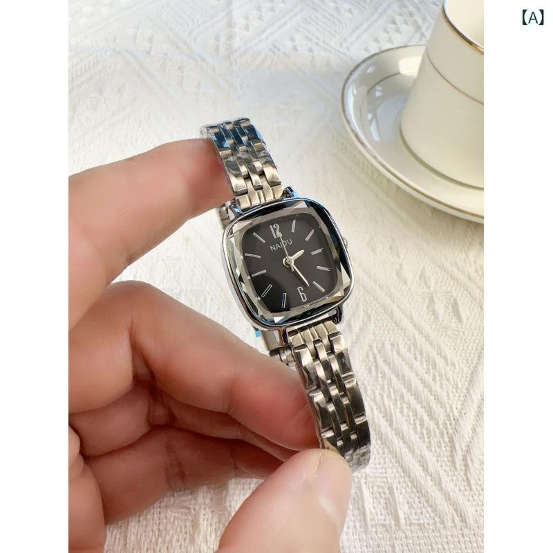 RADO - 腕時計 レディース レトロ ウォッチ ラインストーン 文字盤 スクエア フェイス スチール バンド アナログ クォーツ 時計 おしゃれ きれいめ 女性用 婦人 オフィス カジュアル