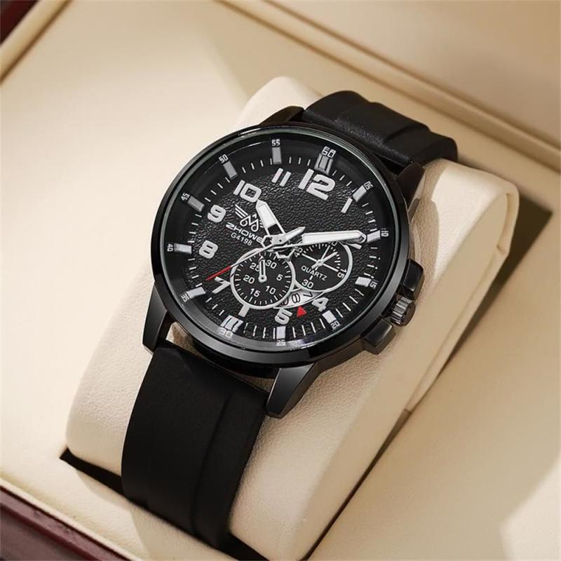 腕時計 メンズ 男性用 紳士用 クォーツ アナログ 日付表示 シリコン ビジネス カジュアル シルバー ブ..