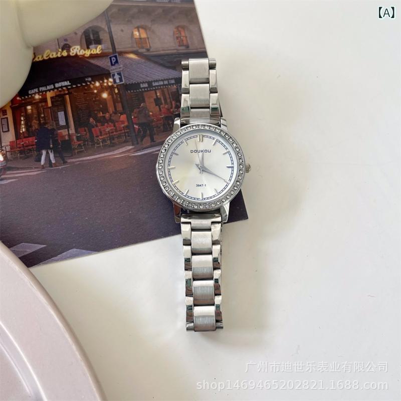 腕時計 レディース 高級感 通勤用 レトロ 鋼製バンド アナログ シルバー ブルー文字盤(2.0)