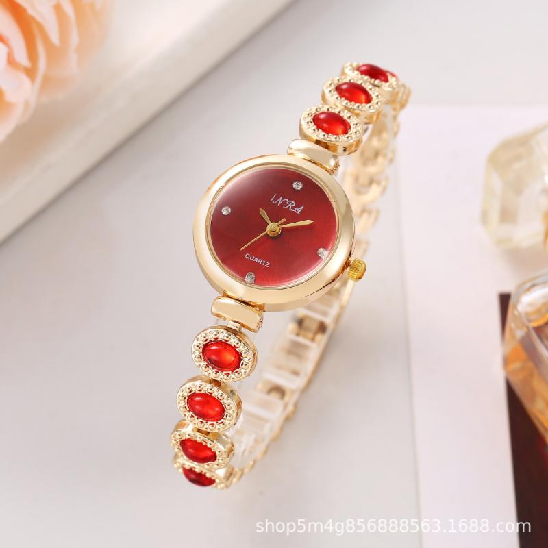 NIXON - 腕時計 レディース 高級感 スモールフェイス ブレスレット ウォッチ レッド ルビー 文字盤 ドロップカット ミネラルガラス 日本製クォーツ ファッション おしゃれ かわいい 防水
