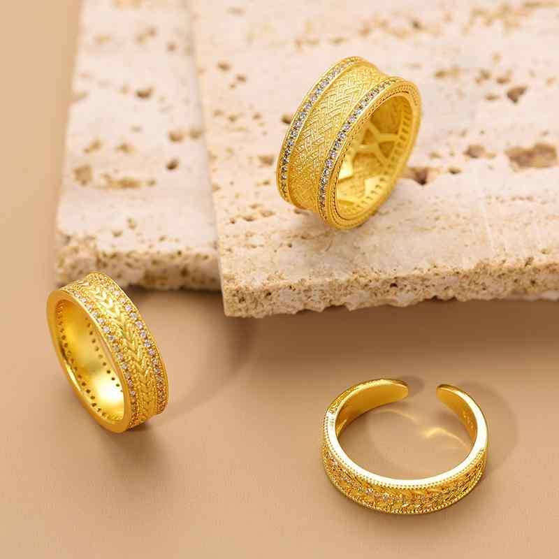 指輪 リング ジルコニア 麦穂 イタリア製 電気メッキ加工 レトロ ペアリング 花糸 無地 男女兼用 アレルギー対応 普段使い