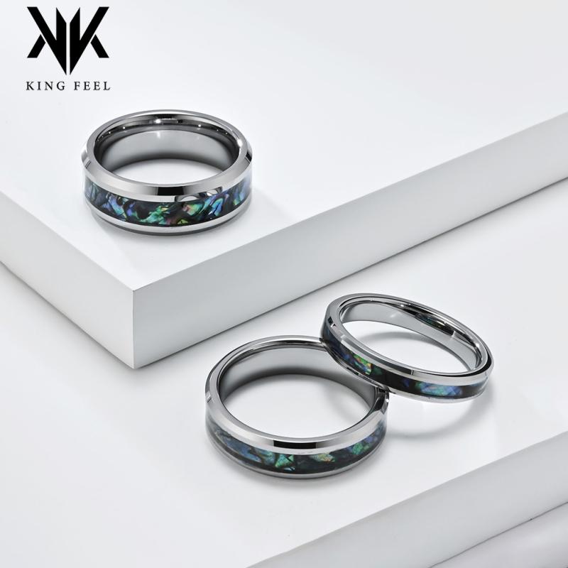 指輪 男性用 女性用 タングステン 高級感 ファッション ペアリング アワビ 貝殻 幾何学型 研磨 ブラッ..