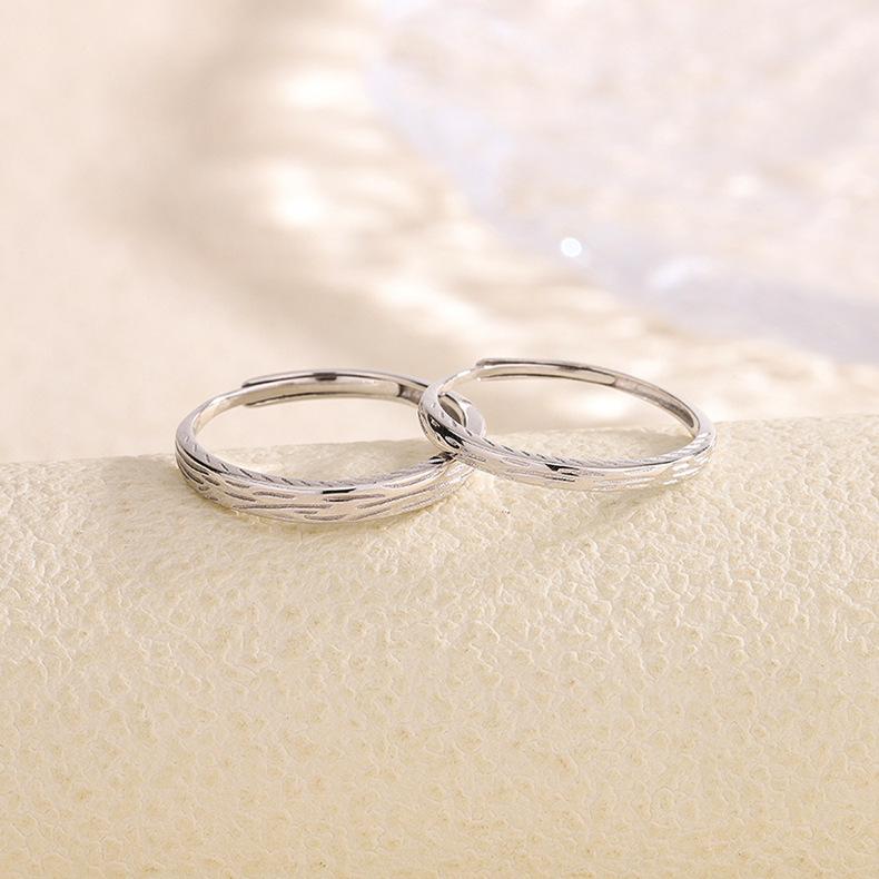 指輪 ペアリング シルバー999 幾何学模様 白金色 アジャスタブル 幾何学 軽量 ラッキーアイテム ファッション 通勤