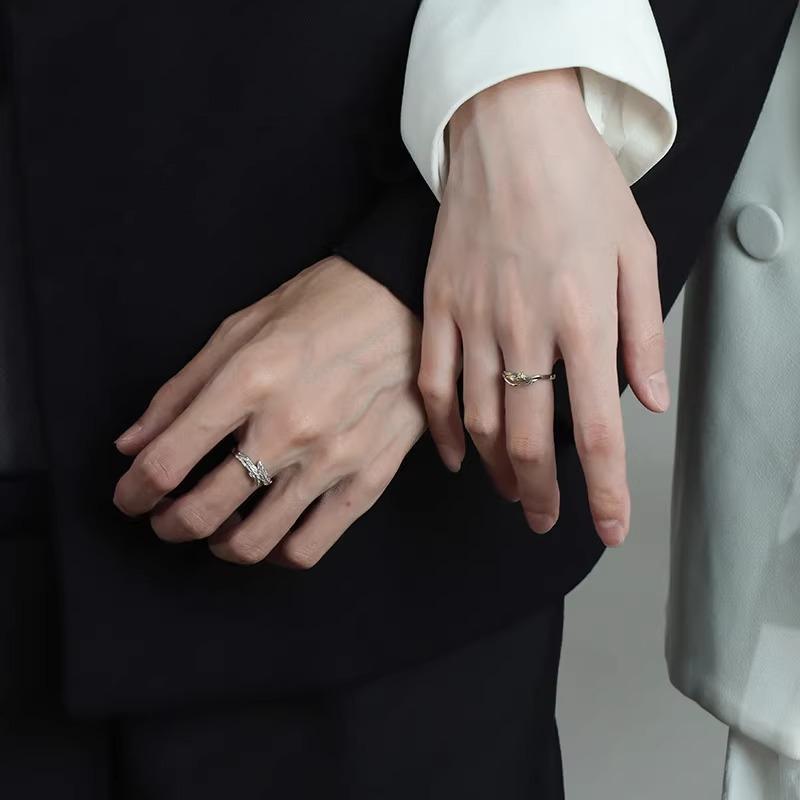 指輪 ペアリング シルバー925 ジルコニア 花柄 カップル 記念日 ギフト 男性用 女性用 個性的