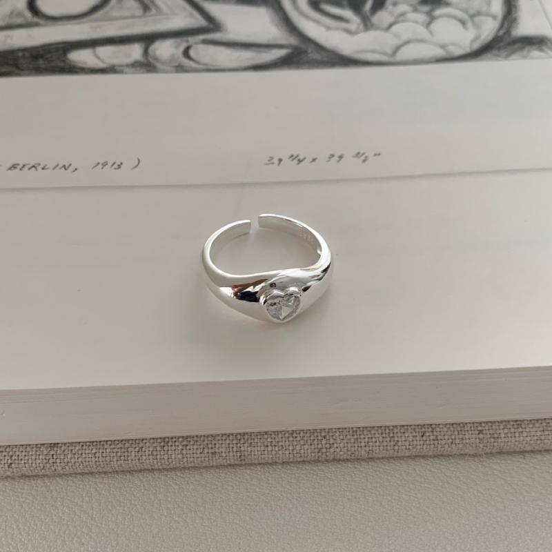 指輪 レディース シルバー925 韓国風 ハートリング ファッションリング カップル 銀色 オープンリング ..