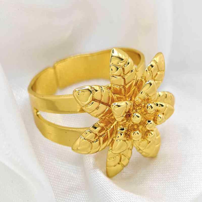 指輪 レディース ペア 花 リーフ モチーフ 開口デザイン 調節可能 電気メッキ加工 個性的 ファッション アクセサリー ラッキーアイテム