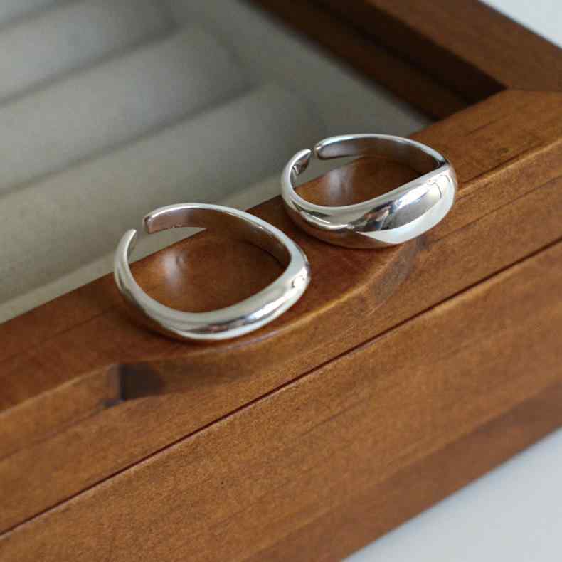 指輪 ペアリング シルバー999 光沢 ウェーブ 調整可能 カップル シンプル 冷淡 個性的 トレンド アクセ..