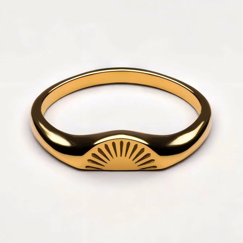 指輪 ペアリング ステンレス製 太陽 模様 幾何学模様 金色 インスタ風 アクセサリー 男女兼用