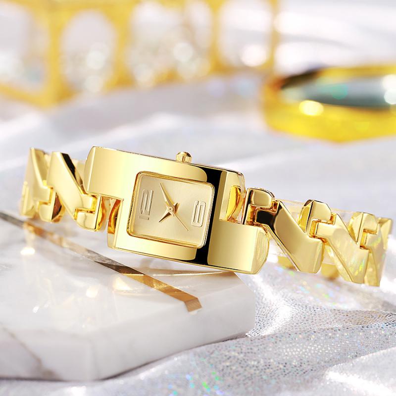 腕時計 レディース ファッション ウォッチ ブレスレット セット ゴールド 合金 イエロー スクエア キラ..