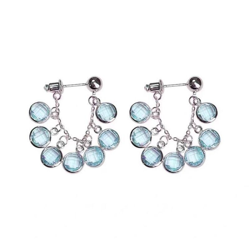 イヤリング レディース 春夏 葡萄 ジルコニア タッセル 後ろがけ 高見え キラキラ おしゃれ かわいい 上品 エレガント パーティー お呼ばれ