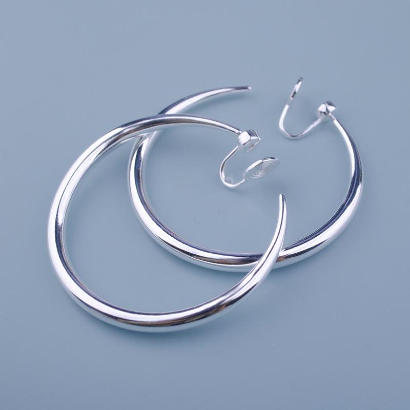 イヤリング レディース 大ぶり フープ シルバー 蚊取り線香型 イヤーカフ 幾何学模様 電気メッキ加工 アレルギー対応