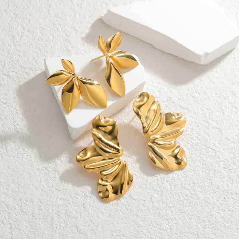 ピアス レディース 18K電気メッキ加工 ゴールド 花柄 樹木 リーフ ファッション 通勤 かわいい ステンレス製 イヤーアクセサリー(4.0)