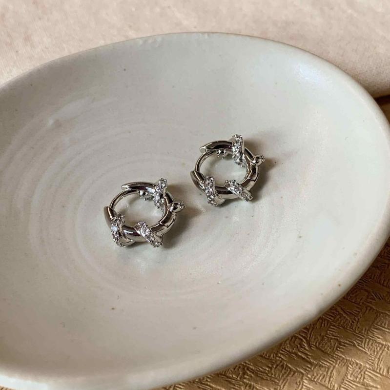 ピアス レディース シルバーカラー リング型 ジルコニア インスタ風 韓国風 イヤリング 銀針 電気メッ..