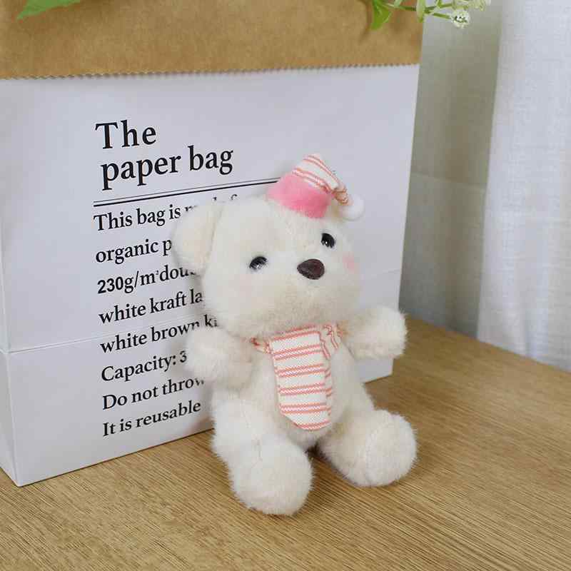 ぬいぐるみ 誕生日 帽子 小熊 かわいい 人形 バッグ キーホルダー アクセサリー PP綿 ブラウン ベージ..