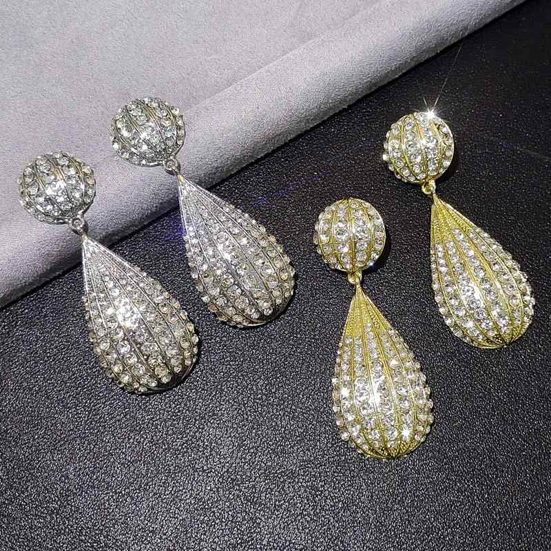 イヤリング レディース 水滴形 ファッション デザイン 合金 ジルコニア 幾何学 揺れる 大ぶり ゴールド シルバー 普段使い パーティー