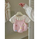 ベビー服 女の子 上下セット ロンパース 半袖 花柄 フリル コットン 薄手 ピンク系 新生児 赤ちゃん 幼児 夏