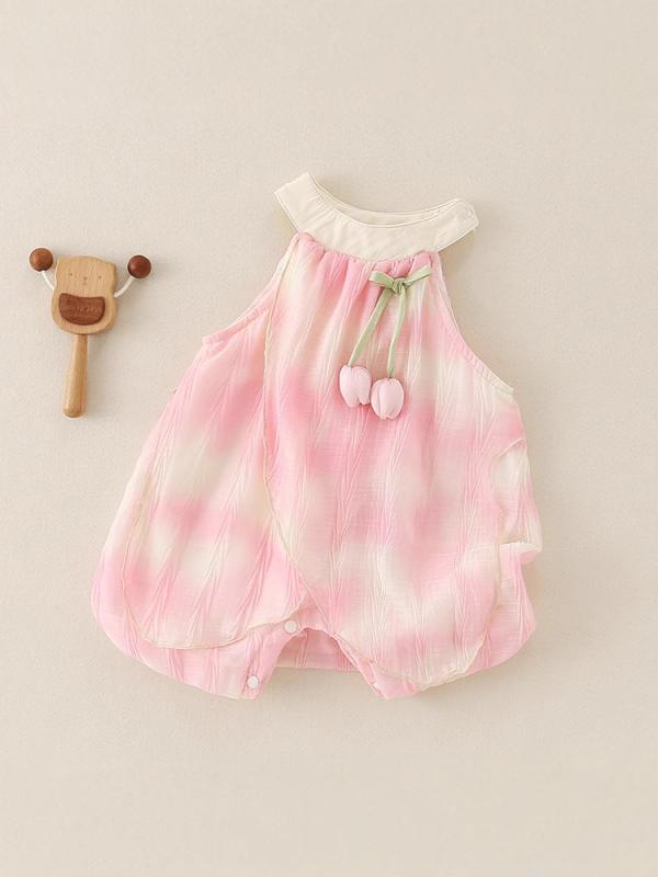 ロンパース 女児 ベビー キッズ ノースリーブ 薄手 夏 女の子 花柄 股下ボタン 新生児 乳幼児 普段使い..