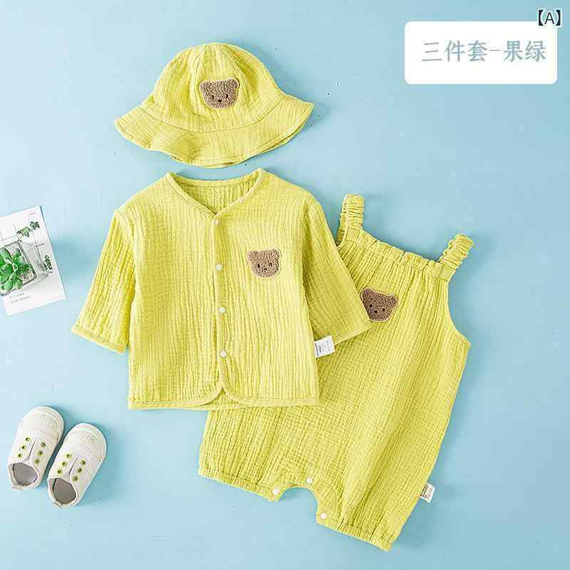 ベビー服 薄手 ロンパース & 帽子 セット 春夏 子供 吊り タンクトップ 綿100% 幼児 上下セット かわいい 接触冷感 ノースリーブ 部屋着 パジャマ