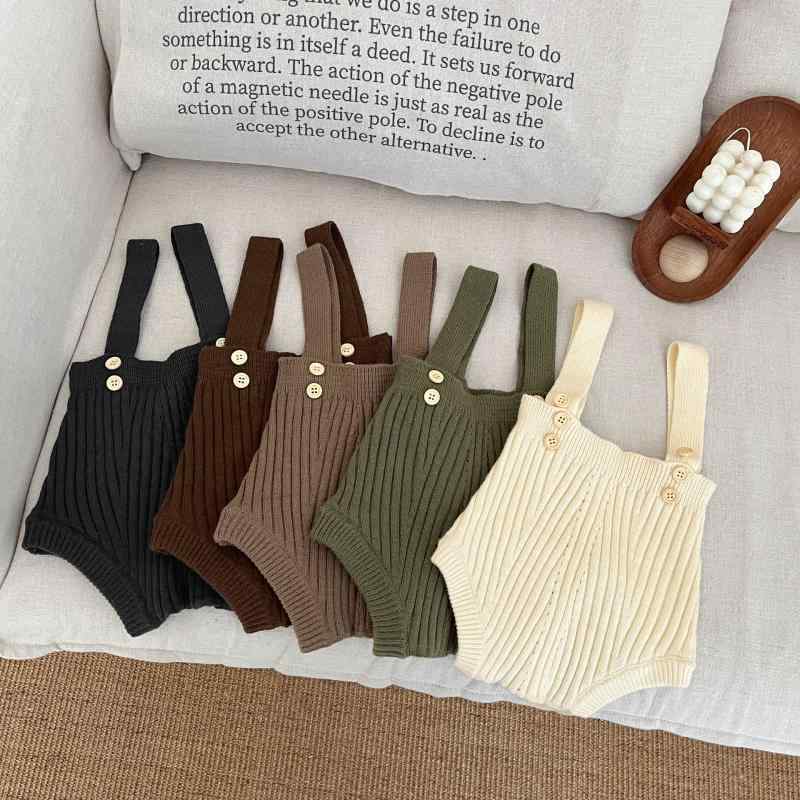 ベビー ニット サロペット 春秋 男女兼用 赤ちゃん オーバーオール 大PP パンツ ベージュ グリーン ブ..