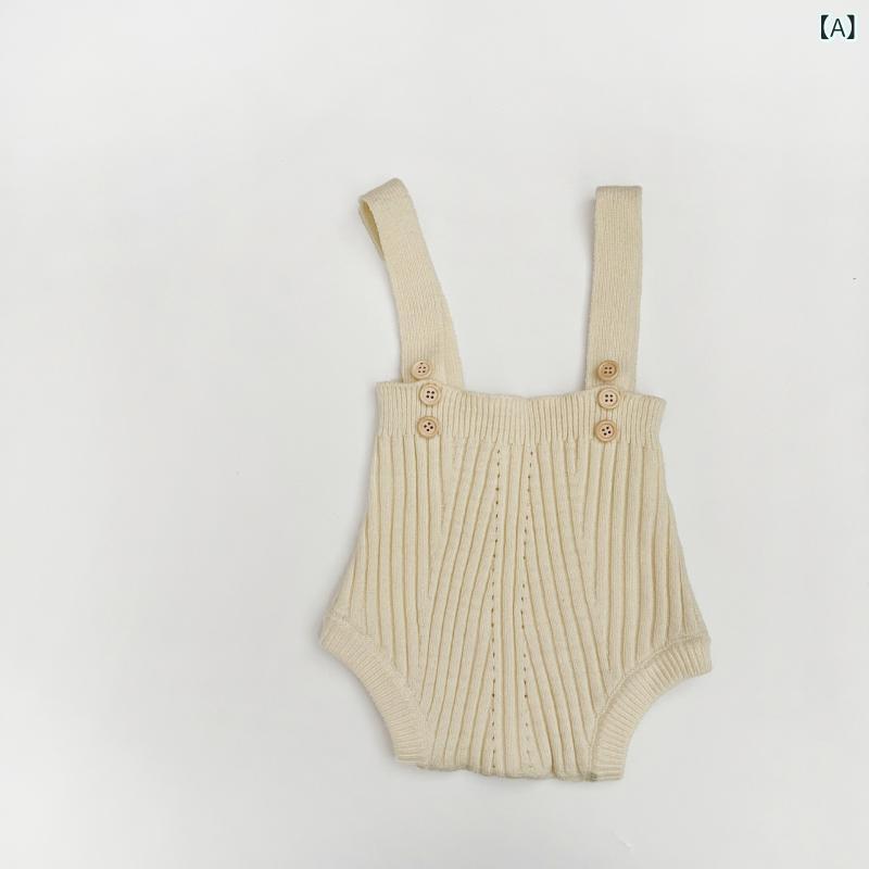 ベビー ニット サロペット 春秋 男女兼用 赤ちゃん オーバーオール 大PP パンツ ベージュ グリーン ブラウン グレー かわいい 伸縮性