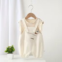 ベビー服 夏物 ノースリーブ ロンパース サロペット セット 薄手 新生児 男の子 かわいい 普段着 ポリエステル