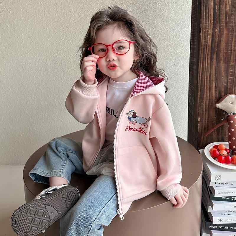 子供服 ジャケット 女の子 春秋 ベビー パーカー 春物 普段使い 長袖 薄手 アウター 羽織り かわいい 幼稚園 小学生 ピンク系