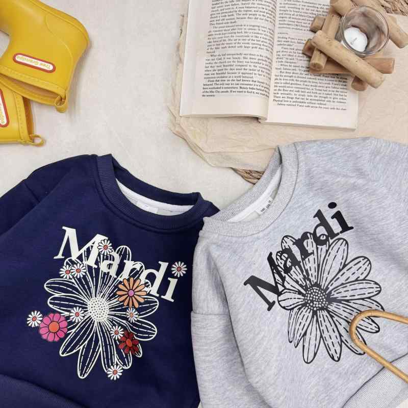 子供服 トレーナー 女の子 小さなデイジー柄 プリント 裏起毛 トップス カットソー 韓国風 かわいい 普..