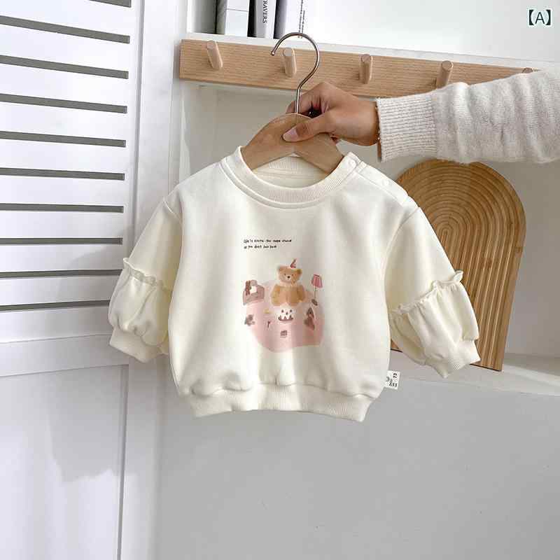 ベビー服 女の子 トレーナー 春秋 長袖 コットン 小熊 かわいい 幼児 上着 73 80 9...