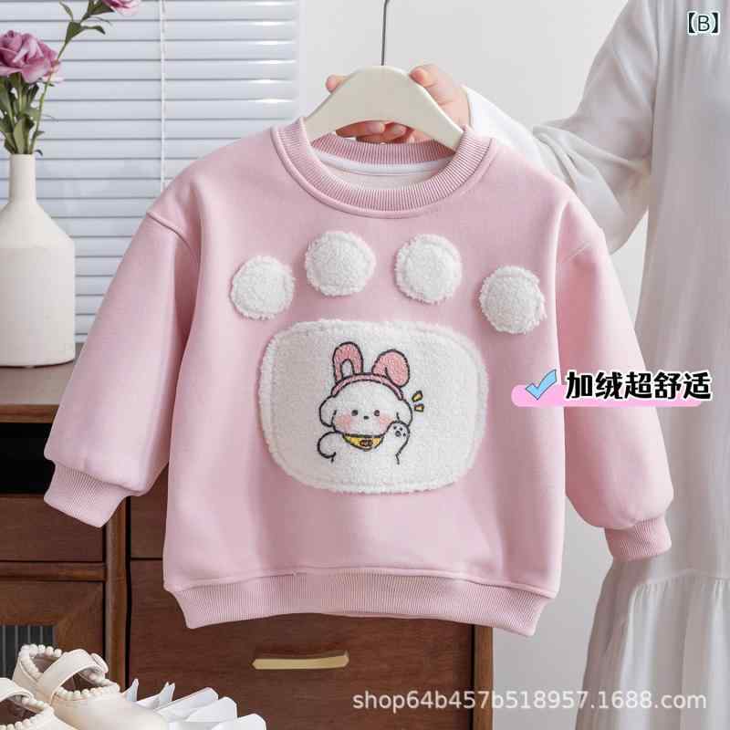 子供服 スウェット ガールズ 冬 韓国風 裏起毛 暖かい かわいい 長袖 トップス 子供 裏起毛 厚手 トレーナー 普段着 部屋着 ピンク系 ブルー 3