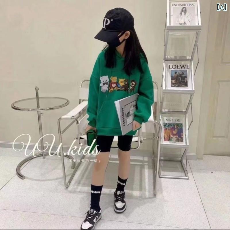 子供服 スウェット・トレーナー 女の子 ベビー 薄手 裏起毛 フード付き トップス 長袖 春秋 普段使い 部屋着 暖か 快適 ポリエステル グリーン ピンク系 オフホワイト 2