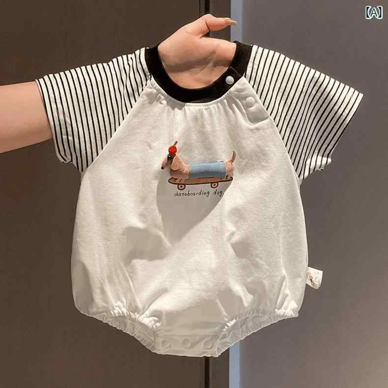 ベビー服 夏物 薄手 半袖 ロンパース かわいい 新生児 赤ちゃん コットン カバーオ...