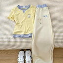 キッズ 女の子用 セットアップ かわいい 上下セット 半袖 ワイドパンツ 薄手 夏服 中学生 高学年 120 130 140 150 160 170