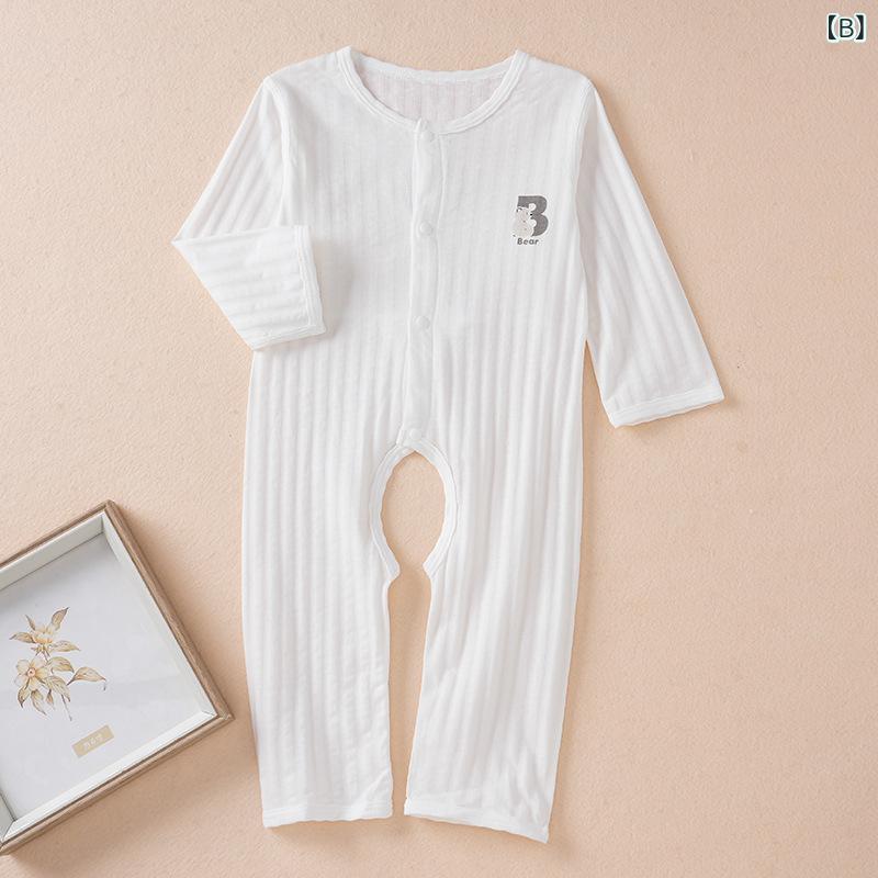 ベビー服 ロンパース 長袖 春夏 新生児 薄手 コットン 前開き 寝巻き パジャマ 部...