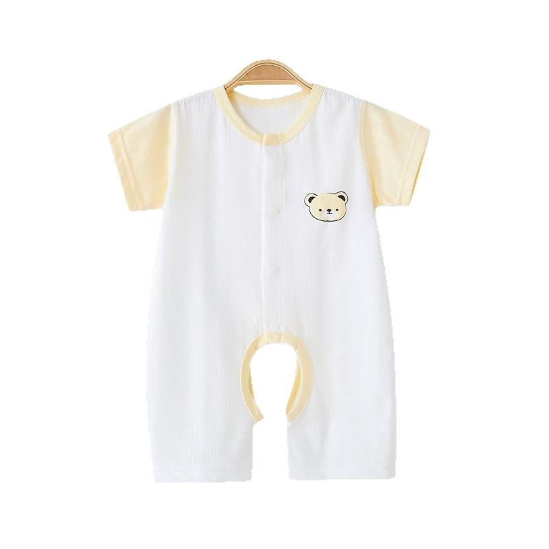 ベビー服 夏物 半袖ロンパース 薄手 メッシュ 通気性 綿100% 前開き 新生児 赤ちゃん 幼児 男の子 女の..