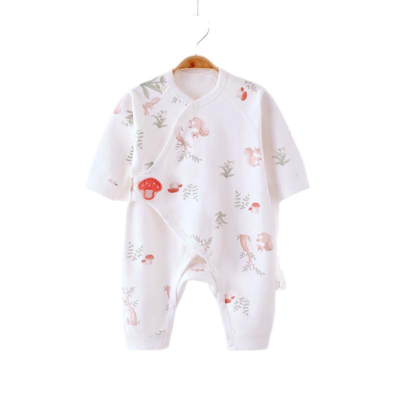 ベビー服 ロンパース 新生児 肌着 無地 綿100％ 長袖 カバーオール 春夏 秋冬 かわ...